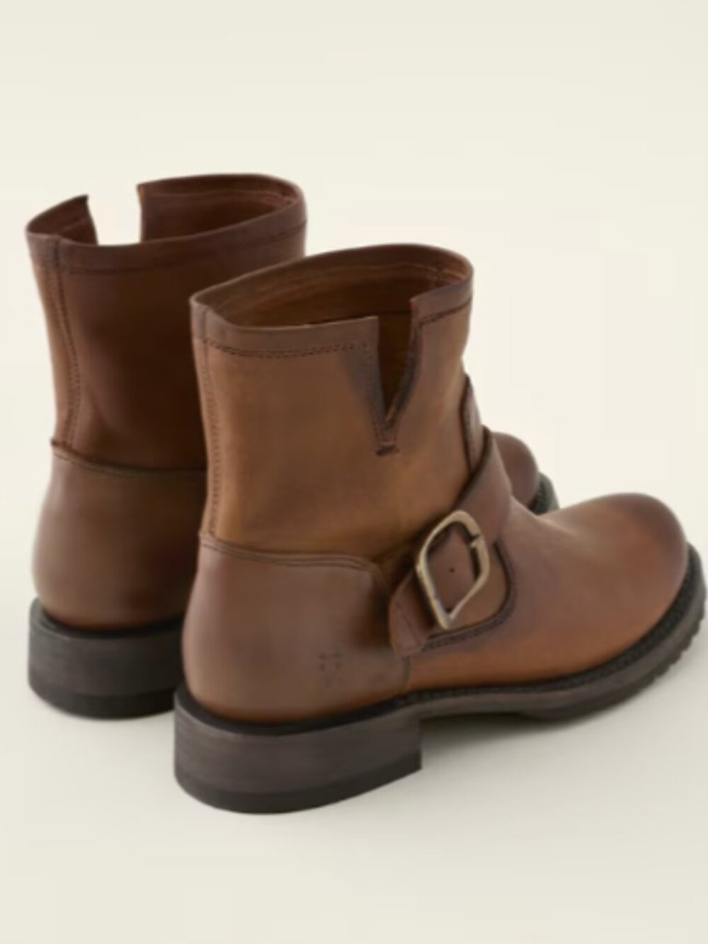 $359 Frye Veronica Flex Brown Real Leather Short Moto Lug Sole Fall Ankle Boot - Picture 3 of 13